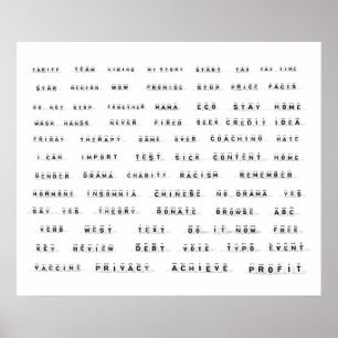 Poster Beaucoup de mots sur les cubes