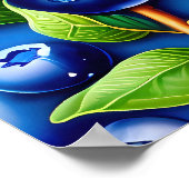 Poster Beaucoup de peinture de fruits bleuets. (Coin)