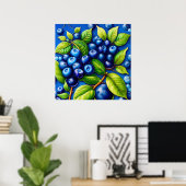 Poster Beaucoup de peinture de fruits bleuets. (Bureau à domicile)