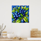 Poster Beaucoup de peinture de fruits bleuets. (Cuisine)
