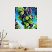 Poster Beaucoup de peinture de fruits noirs. (Cuisine)