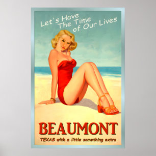 Poster BEAUMONT Texas Nouveau Voyage Original sur la plag