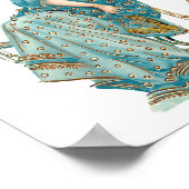 Poster Beauté Art Nouveau exotique en Robes Turquoises (Coin)