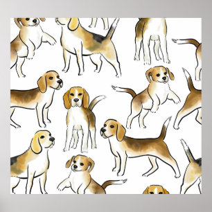 Poster Beauté beagle : Motif de chien aquarelle