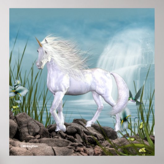 Poster Beauté blanche de licorne (Devant)