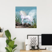 Poster Beauté blanche de licorne (Bureau à domicile)