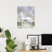 Poster Beauté blanche de licorne (Bureau à domicile)