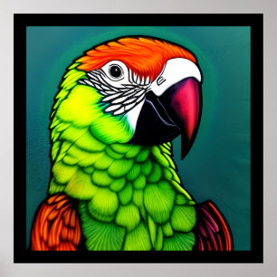 Poster Beauté de la forêt tropicale : Parrot sauvage exot