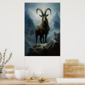 Poster Beauté de l'Ibex alpin sur Cliff (Cuisine)