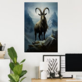 Poster Beauté de l'Ibex alpin sur Cliff (Bureau à domicile)