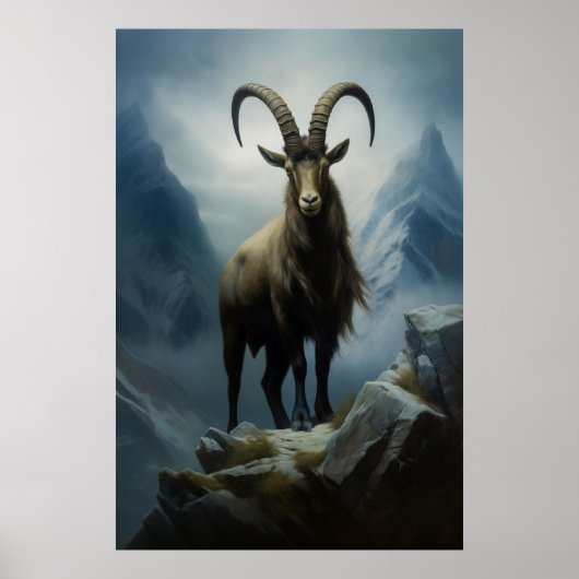 Poster Beauté de l'Ibex alpin sur Cliff (Devant)