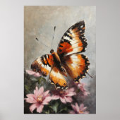Poster Beauté débordante : Papillon sur une peinture à fl (Devant)