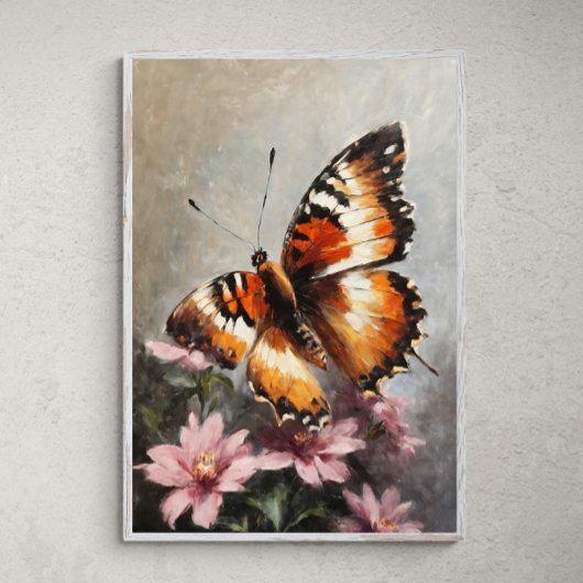 Poster Beauté débordante : Papillon sur une peinture à fl