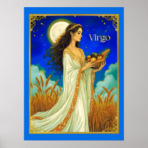 Poster Beauté du zodiaque de la Vierge sous un ciel noctu