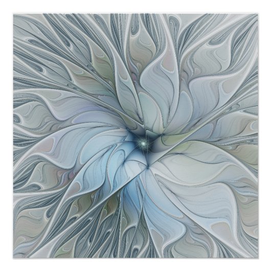 Poster Beauté Élégante Fleur d'Art Abstrait Moderne Fract (Devant)