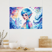 Poster Beauté elfe d'hiver enchantée gelée reine art (Cuisine)