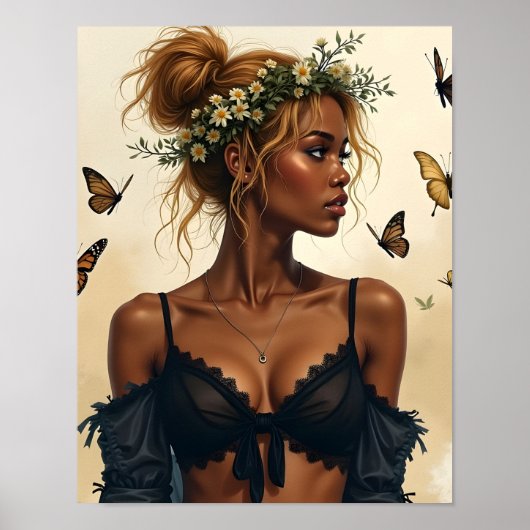 Poster Beauté Éthérée en Fleur (Devant)