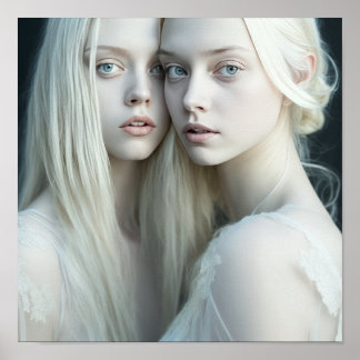 Poster Beauté Ethérée : Paire de Haired Blanc dans l'éton