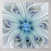 Poster Beauté florale Abstraite moderne Blue Pastel Flowe (Devant)