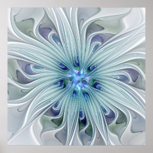 Poster Beauté florale Abstraite moderne Blue Pastel Flowe