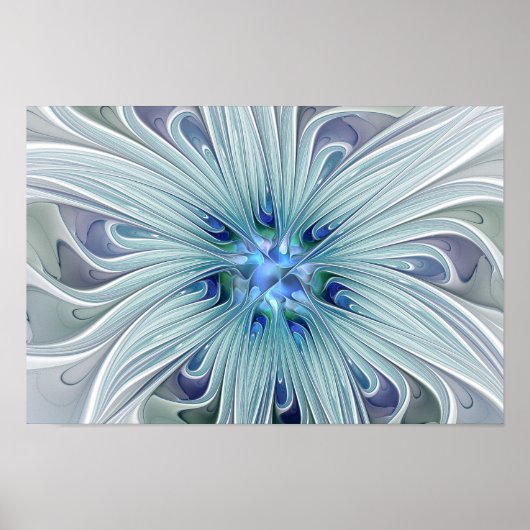 Poster Beauté florale Abstraite moderne Blue Pastel Flowe (Devant)