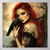 Poster Beauté gothique avec corbeau (Devant)
