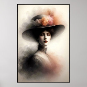 Poster Beauté gracieuse dans la brume vintage