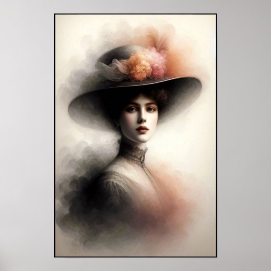 Poster Beauté gracieuse dans la brume vintage (Devant)
