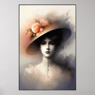 Poster Beauté Gracieuse Dans la Brume Vintage