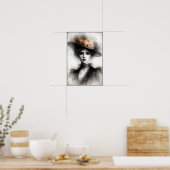 Poster Beauté gracieuse dans la brume vintage (Cuisine)