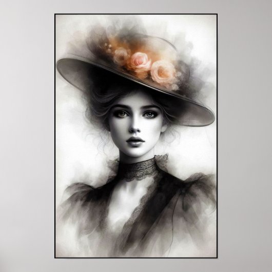 Poster Beauté gracieuse dans la brume vintage (Devant)