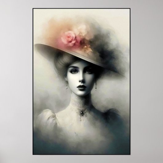 Poster Beauté Gracieuse Dans une Brume Vintage (Devant)