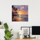 Poster Beauté impressionniste : Plage, Palmiers et couche (Bureau à domicile)