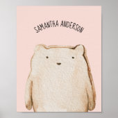 Poster Beauté Moderne Pastel Ours Rose Avec Nom (Devant)
