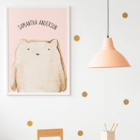 Beauté Moderne Pastel Ours Rose Avec Nom