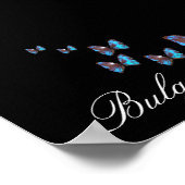 POSTER BEAUTÉ MYSTÉRIEUSE AVEC PAPILLON BLEU (Coin)