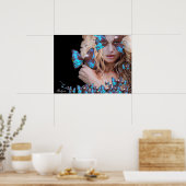 POSTER BEAUTÉ MYSTÉRIEUSE AVEC PAPILLON BLEU (Cuisine)
