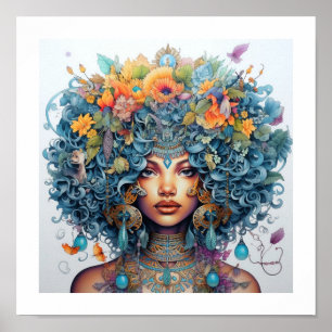 Poster Beauté Noire - Une Muse Multiverse Éblouissante