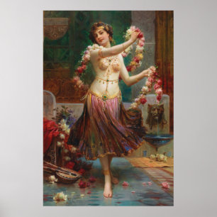Poster Beauté orientale avec Roses par Hans Zatzka - post