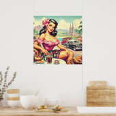 Poster Beauté rétro fille hispanique (Cuisine)