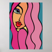 Poster Beauté rose cheveux (Devant)