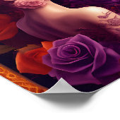 Poster Beauté Rose d'Halloween violet et orange (Coin)