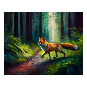 Poster Beauté rousse sur la chasse, habitants de la forêt