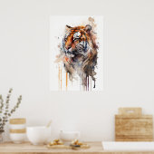 Poster Beauté tigre Aquarelle Art (Cuisine)