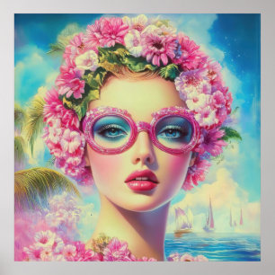 Poster Beauté tropicale rétro
