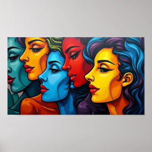 Poster Beautés chromatiques - Portraits de femmes pop art