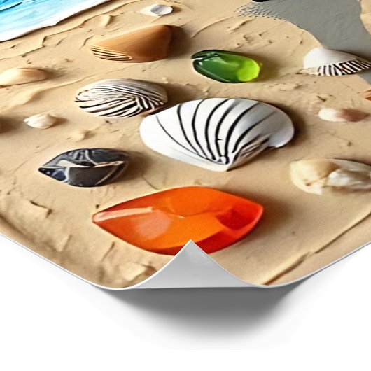 Poster Beautiful Beach Scene with Palm Trees (Coin)