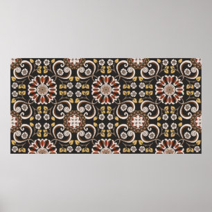 Poster Beautiful islamic medallion seamless pattern texti