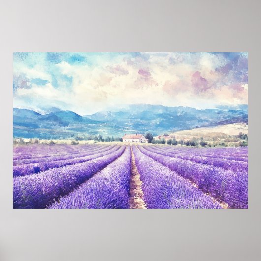 Poster Beautiful lavender fields (Devant)