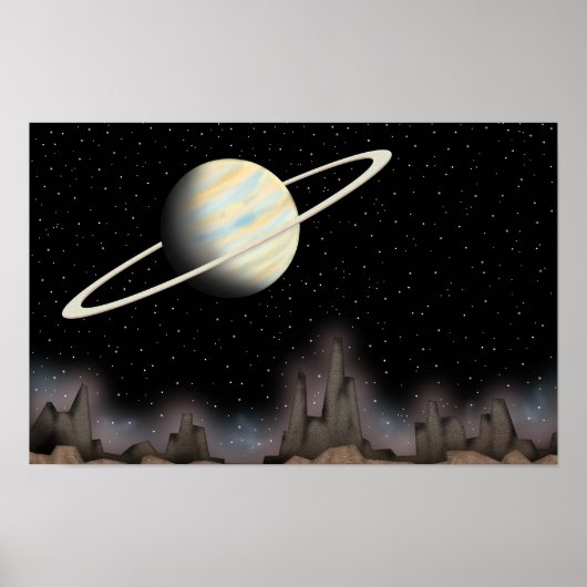 Poster Beautiful planet standing in outer space. (Devant)